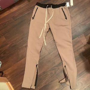Fear of God Black and Tan Zipper Sweatpant Joggers NWT MEDIUM